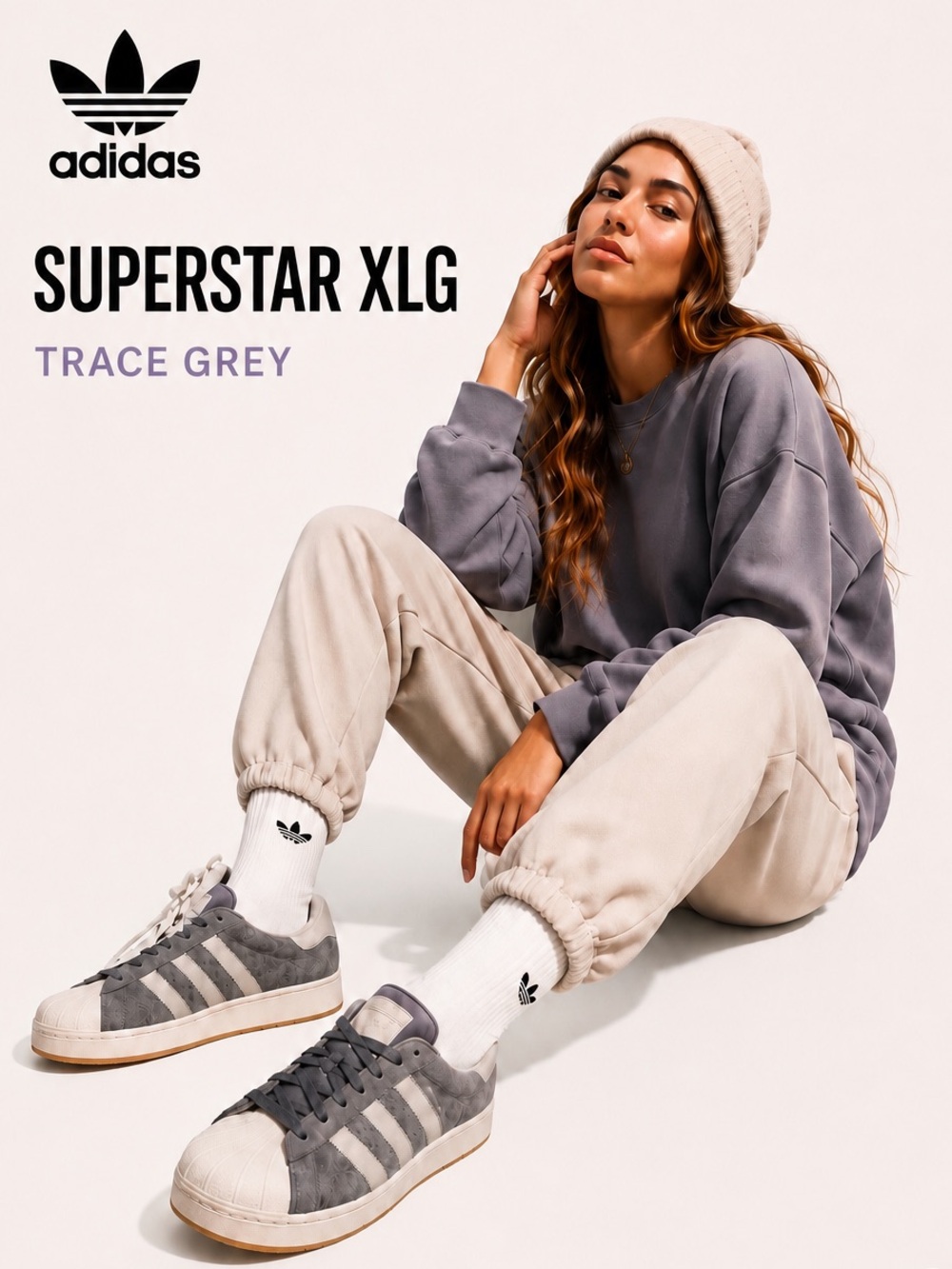 Adidas Superstar XLG Trace Grey men's 8.5 / women's  chunky platform 40 2/3 EU